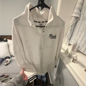 PINK Victoria's Secret White Pullover with Black Accents